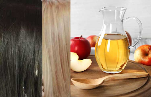You can use apple cider vinegar to lighten your hair at home. 