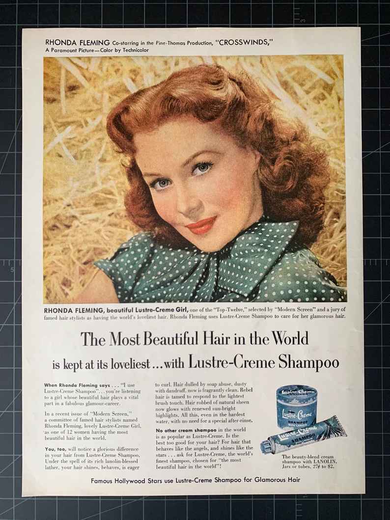 An ad about the Luster Cream Shampoo being adored by top Hollywood stars 