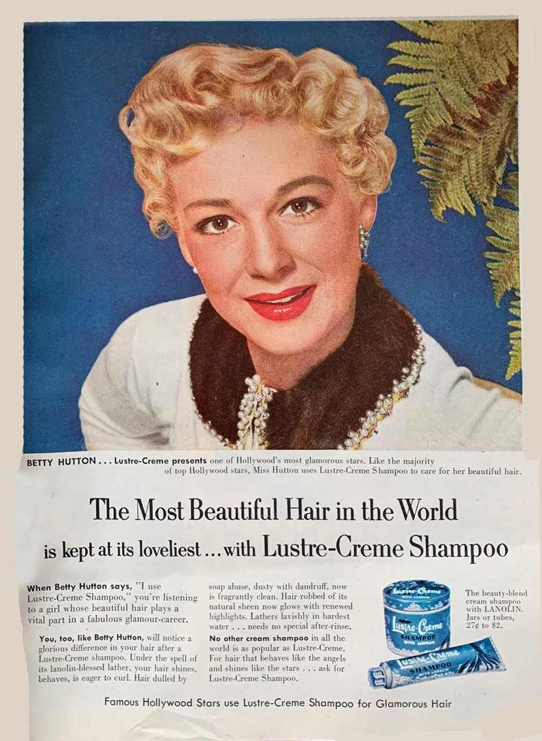 An ad about the beloved shampoo (Lustre-Crème Shampoo)